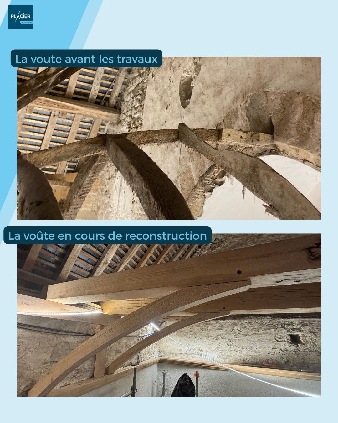 Reconstruction voûte église - Placier Patrimoine
